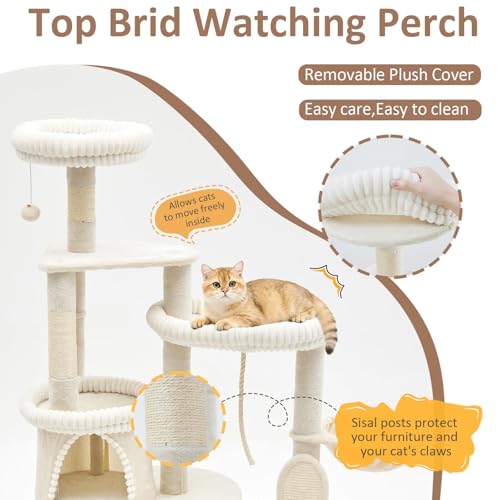 Torre para Gatos Grande UWELLPETS 68" de Alto Beige miniatura 5
