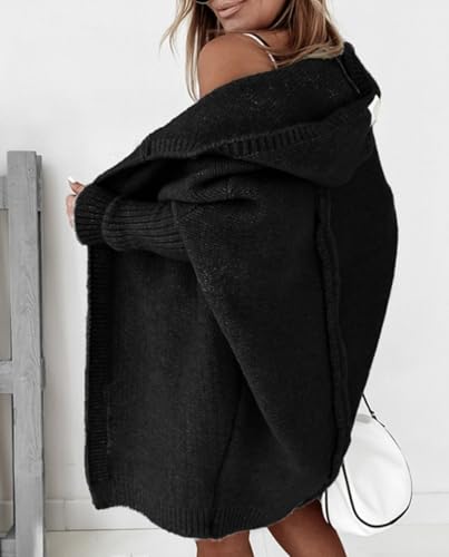 LOAIHA Women Chunky Hooded Cardigan Sweaters Fall Winter Trendy Oversized Open Front Long Sleeve Cable Knit Outerwear Coat2