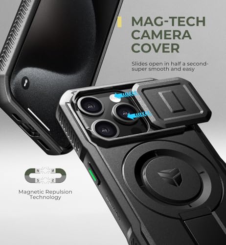 Coque iPhone 15 Pro Magnétique Dexnor Noire avec Support - 4