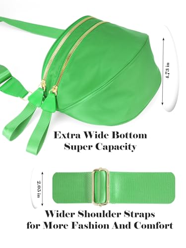 Image of Pure Colour Crossbody Bag Bum Bag for Women,Spacious Purse Fanny Packs Belt Bag,Oversized Bum Bag (Colour Bum Bag-Kelly Green)