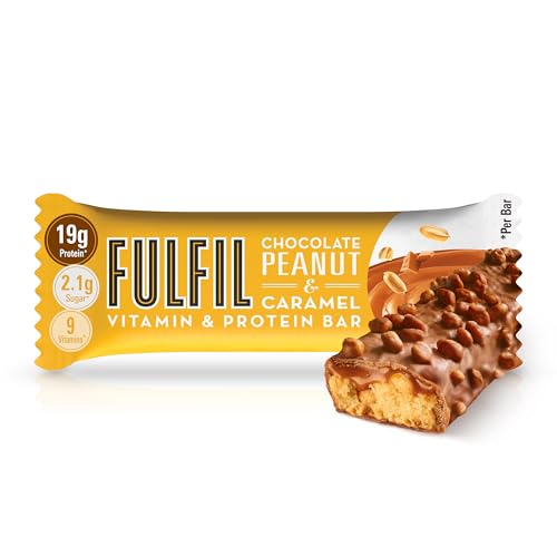 FULFIL Vitamin and Protein Bars (15 x 55 g Bars) - Chocolate Peanut & Caramel Flavour - 20 g High Protein; 9 Vitamins; Low Sugar