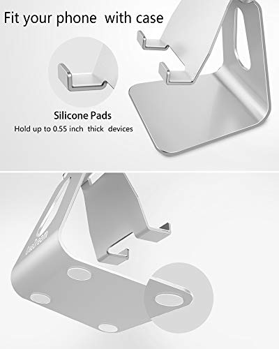 CreaDream Adjustable Cell Phone Stand, Phone Stand, Cradle, Dock, Holder, Aluminum Desktop Stand Compatible with Phone Xs Max Xr 8 7 6 6s Plus SE Charging, Accessories Desk,All Mobile Phones-Silver - Thumbnail 5