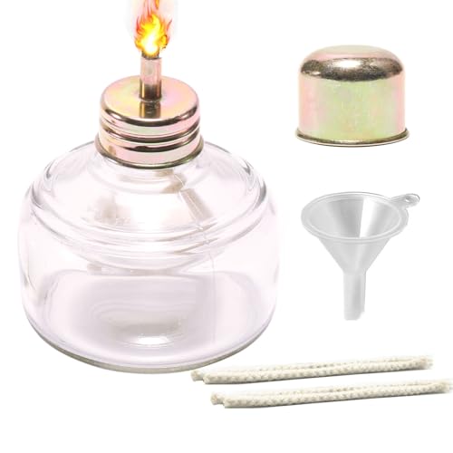 150ml Dental Alcohol Burner Lamp Glass Bunsen Burners Lab or School Chemistry lab Equipment Heating for Science Experiments Come with 5 Replacement Wicks and 1 Funnel