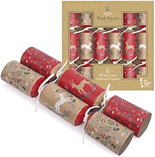 Tom Smith Pack 6 Brown & Red Stag Design Fill Your Own Charity Christmas Crackers 34cm