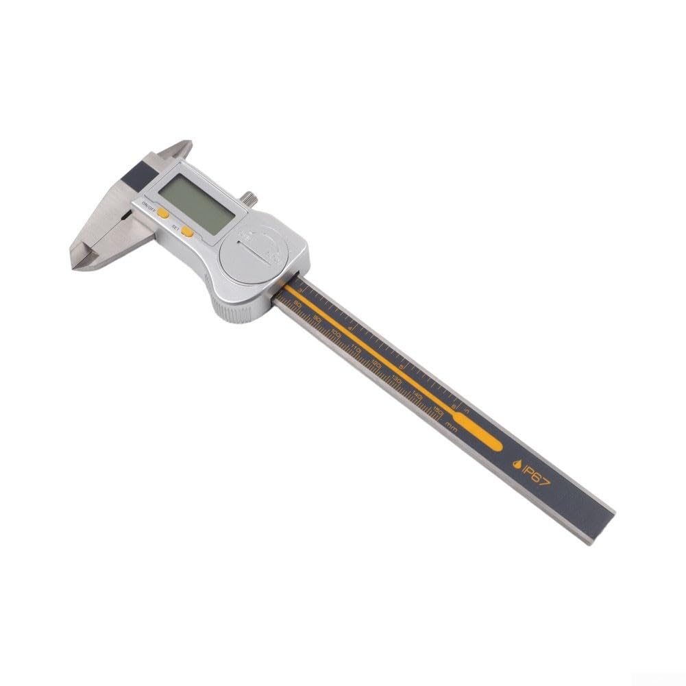 Calibro digitale impermeabile IP67, Vernier industriale in acciaio inossidabile con risoluzione di 0,01 mm, ampio display a LED, conversione mm/pollici per esterno interno