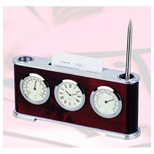 Heim Concept 15130 Elegance Clock, Pen Stand and Card Holder, Silver