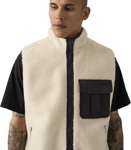 Levi's Para Hombre. 003AY-0002 Chaleco Joonie Sherpa Beige (L), Blanco, Casual, AlgodóN - 3