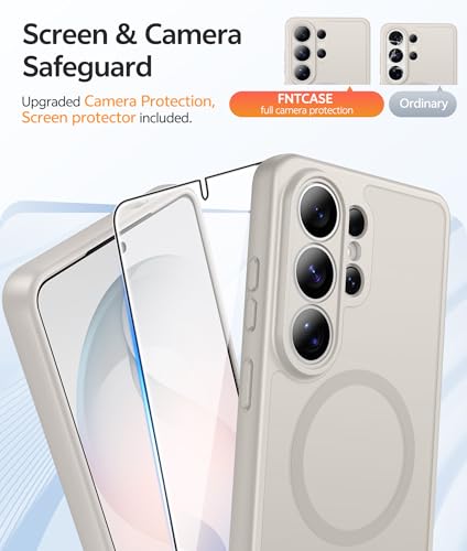Image of FNTCASE for Samsung Galaxy S26-Ultra Case: [Fit for Magsafe] [Full Camera Protection] Translucent Matte Cases with [Screen Protector] Military Grade Shockproof Protective Phone Cover - Off White