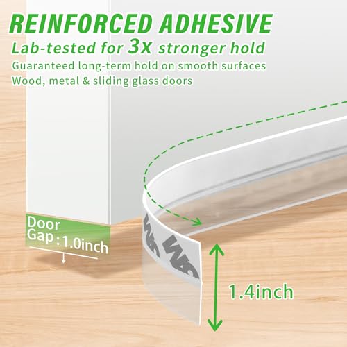 Image of wigtda 2020 New Updated Weather -Stripping Door Bottom Seal Strip - House and Glass Shower Doors Silicone Sealing for Door and Windows Gaps of Anti-Collision and Side, (Transparent) 16.4 Foot