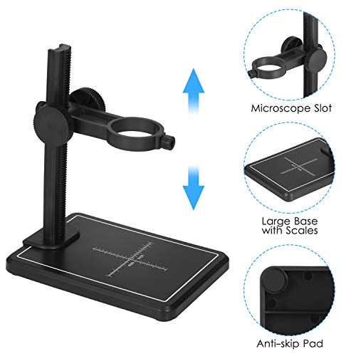 Image of Microscope Stand, Mini Digital Microscope Stand Magnifier Camera Up and Down Adjustable Stand Holder Universal Support Bracket Large Base with Scales for Digital Microscope