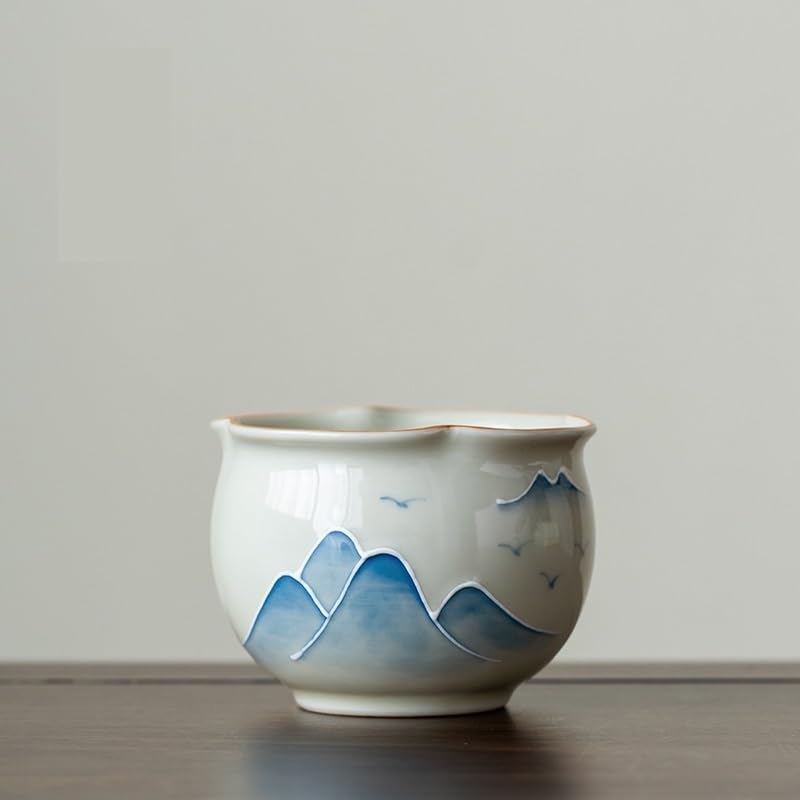 LAPADULA Infusore per il Tè Tazza da tè retrò, grande tazza da tè con paesaggio dipinto a mano, tazza da uomo Kung Fu con colore sotto smalto, tazza singola in stile cinese Tazze da Tè