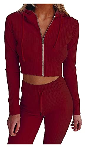 Costume de sport femme ensemble 2 pièces veste à capuche et pantalon