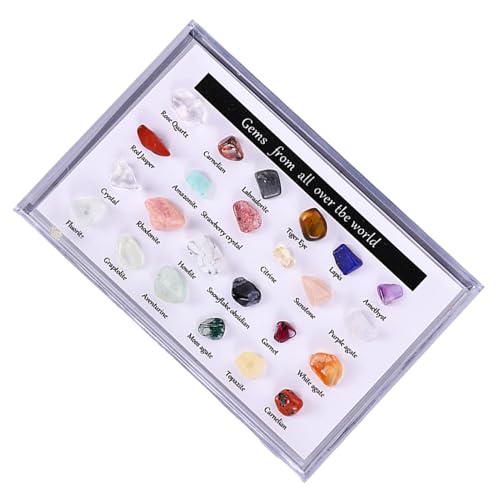 Generisch Caja de almacenamiento para colecciones de piedras y cristales | Soporte dividido con 24 piedras de cristal | Vitrina de presentación de piedras preciosas – para coleccionables, minerales