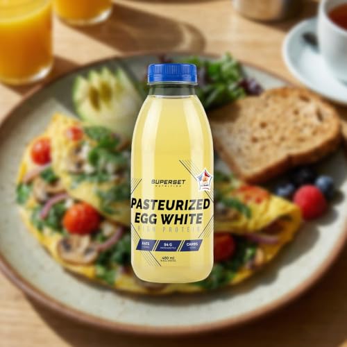 Superset Nutrition - Claras De Huevo Pasteurizadas (6x480 Ml) - Clara de huevo líquida - 54 g de proteínas, o 16 claras de huevo por frasco