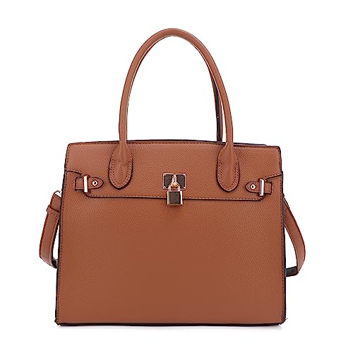 JESSIE & JAEMS Concealed Carry Purse for Women Satchel Concealed Carry Bag with Adjustable Shoulder Strap_Tan