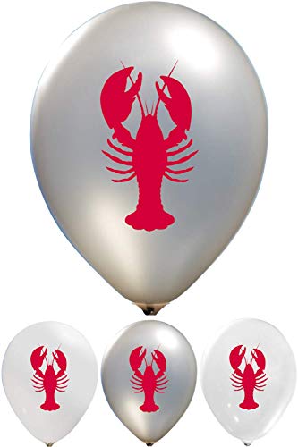  Lobster Balloons - 2 Sided print | White, Clear and Silver 12