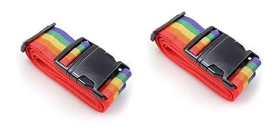 NS 2pc Adjustable Nylon Luggage Straps Belt, Suitcase Belt (Rainbow Colour)-image-21