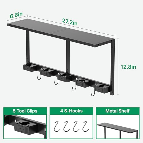 CCCEI-Broom-and-Mop-Wall-Mount-with-Shelf-Laundry-Room-Cleaning-Tools-Organization-Hanging-Rack-with-Hooks-Bathroom-Garage-Garden-Organizers-and-Storage-All-Metal-Black-1-Pack