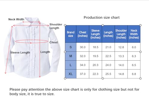 Bienzoe Meninas Escolar Uniforme Camisas: Crianças Verão Babado Botão Baixo Manga Comprida Algodão O