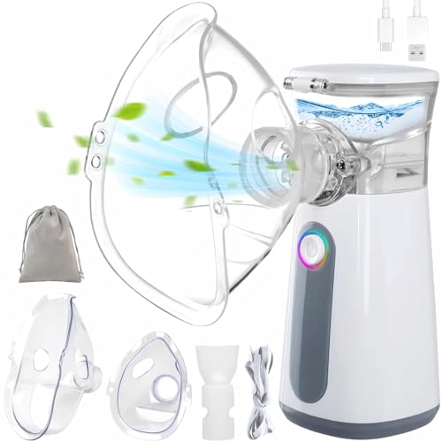 Portable Nebuliser, Mini Vaporizers Handheld Atomizers for Adults & Kids, Vocal Nebulizer for Singers, Ultrasonic Humidifier for Home, Office, Outdoor Travel Use - Steam Mesh Inhalators, Auto-Cleaning