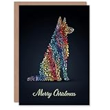 artery8 christmas card dog lover rainbow colour trees pet silhouette