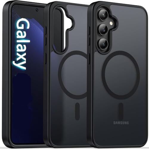 Image of MagPro case for Samsung Galaxy S24 5G | MagSafe Compatible Protective Cover with Strong Magnetic Adsorption Shockproof Armor Scratch Resistant Polycarbonate Hard Back | Translucent Matte Black