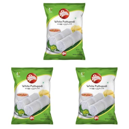 Image of Double Horse Soft & Fluffy White Puttu Podi | 1 Kg | Export Quality | Steamed Puttupodi | Pre Steam Technology (Pack of 3)