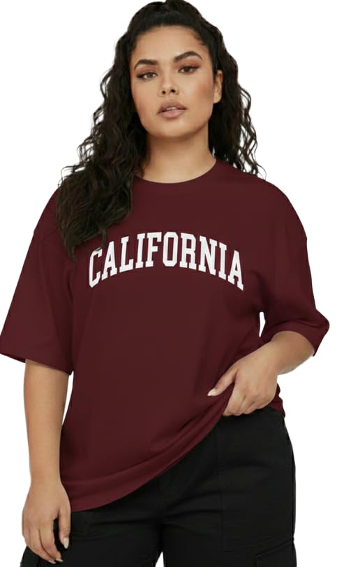 diaz Women Oversized T-Shirt – Loose Fit Baggy Cotton Half Sleeve Top, Drop Shoulder Round Neck Graphic Printed Tee,Stylish Trendy Summer Wear for Girls & Women-Pack of 1-picture-45