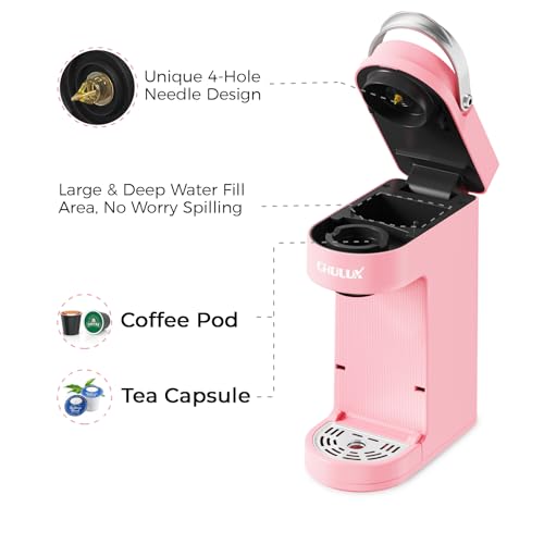 CHULUX-Slim-Single-Serve-Coffee-Maker-for-K-Cup-Pods-One-Cup-Coffee-Maker-Fits-73-Travel-Mugs-Coffee-Machine-with-6-to-12oz-Brew-Sizes-Salmon-Pink CHULUX Slim Single Serve Coffee Maker for K Cup Pods One Cup Coffee Maker Fits 73 Travel Mugs Coffee Machine with 6 to 12oz Brew Sizes Salmon Pink