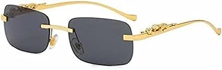 pass pass Mc Stan Rimless Men & Womens Sunglasses Retro Luxury Gold Metal Frameless Rectangle Leopard Arms Colored Lens Sun Glasses(Pack of-1)-picture-48