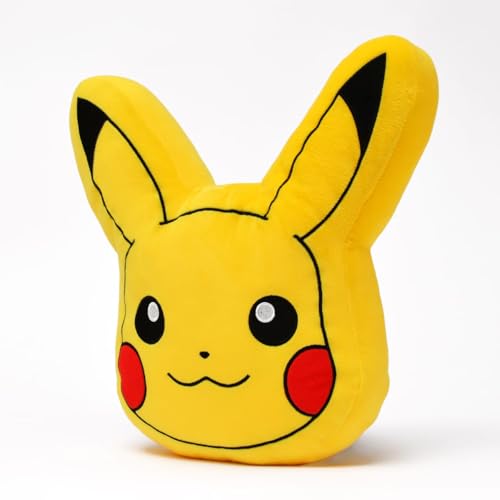 Image of Mirada Yellow Pokemon Pikachu Face Soft Toy Officially Licensed | Soft & Comfortable Plush Pillow for Kids & Fans | Plush Toys, Stuffed Animals, Cute Soft Toys, Baby Gift, Room Decor Pillow | 35cm