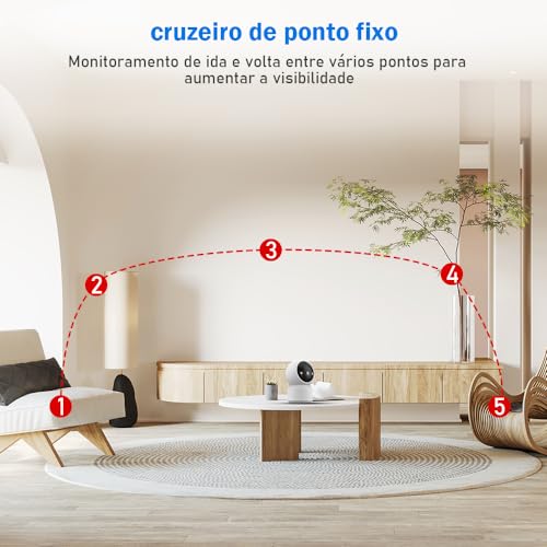 Camera de Segurança Wifi, Camera Inteligente Sem Fio para Interior, Visão Noturna Infravermelha, Cha