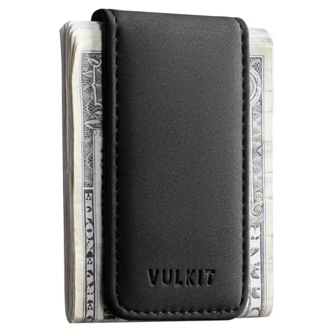 VULKIT Magnetic Money Clip Leather Money Holder Minimalist Design Holds Up to 15 Cash Cover