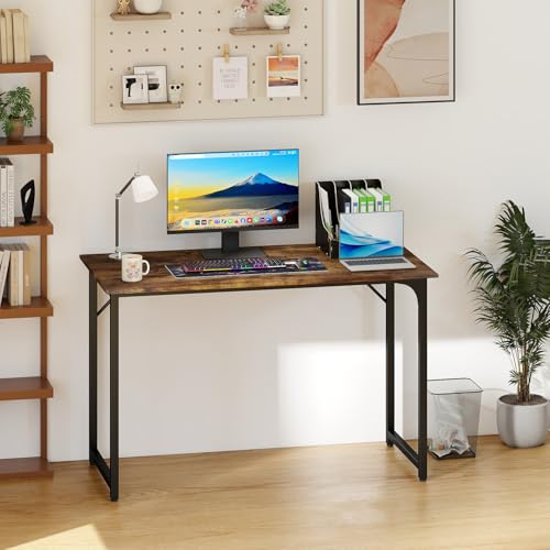 Image of PayLessHere | 47 Inch Computer Desk | Vintage | Office Desk with Metal Frame, Adjustable Feet | Water-Resistant, Scratchproof Surface | Sturdy Writing Table for Home Office or Study | Pack of 1