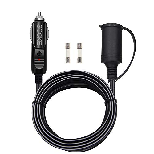 SCCKE 14AWG Premium Pure Copper 12V 24V Car Cigarette Lighter Socket Extension Cord