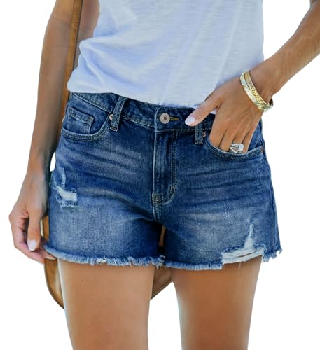 CHICZONE Womens Mid-High Waisted Jean Shorts Ripped Cutoff Denim Shorts