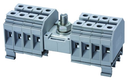 Distribution Block, 8-1/0 AWG Input, 22-6 AWG Output, 8 Outputs, DIN Rail Mount