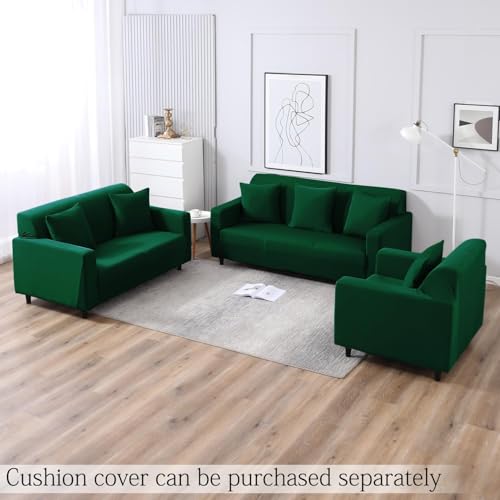 Image of HOKIPO Elastic Stretchable 3 Seater Sofa Cover, Bottle Green (NEW-4279-E25)