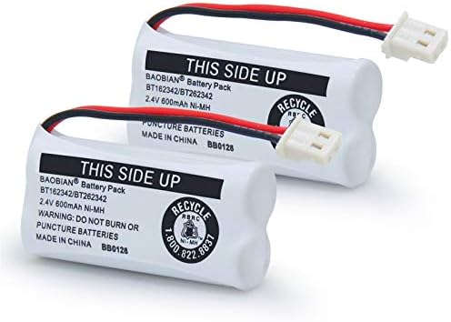 BT162342 BT262342 Battery Compatible with for BT183342 BT283342 BT166342 BT266342 VTech CS6114 CS6419 CS6719 at&T EL52300 CL80111 Cordless Phone (Pack of 2)