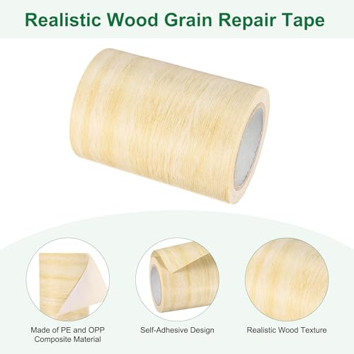 Image of M METERXITY 2-Roll Wood Grain Repair Tape, 3.15in x 15ft Textured Realistic Self-Adhesive Wood Floor Tape Contact Paper for Furniture /Floors /Home [Light Yellow Oak]