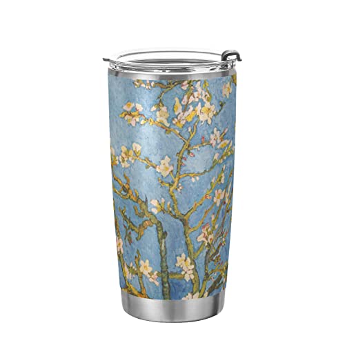 Mchiver Van Gogh Almond Blossom Tumbler With Lid And Straw Stainless Steel Insulated Coffee Cups Travel Mug For Hot And Cold Drinks Insulated Tumblers For Cold Hot Beverages Beach, 20 Oz #TOP23