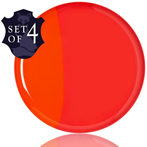 1/2 & 1/2 Melamine Side Plates Set Of 4, Chip And Break-Resistant, Durable Salad Plates, Kid-Friendly Dessert Plates For Indoor And Outdoor, Dishwasher Safe, Orange/Salmon - Thomas Fuchs Creative #TOP3