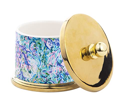 Lilly Pulitzer Ring Holder With Lid, Decorative Jewelry Dish, Ceramic Decor Trinket Box, Soleil It On Me #TOP1