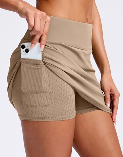 Image of SANTINY Skorts for Women with Pockets High Waisted Golf Skirts with Shorts A Line Athletic Tennis Skirt for Casual Pickleball