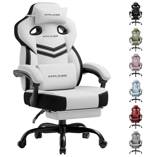 Image of GTPLAYER Gaming Chair with Footrest, Lumbar Support & Comfort Wide Seat | Big & Tall Computer Video Gamer Chair for Adults, Ergonomic High Back Office Desk Chair with Reclining, Bright Gray
