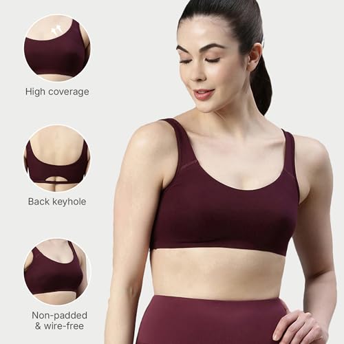 Image of Enamor Low Impact Women's Cotton Easy Everyday Bra - All Day Comfort Non Padded, Wirefree, High Coverage - SB06