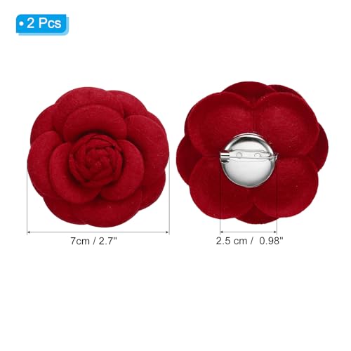 Image of PATIKIL Camellia Fabric Pin, 2 Pcs Flower Brooch Artificial Flowers Brooches for Women Girls Cloth Wedding Party Decor Accessories Jewelry Gift, White