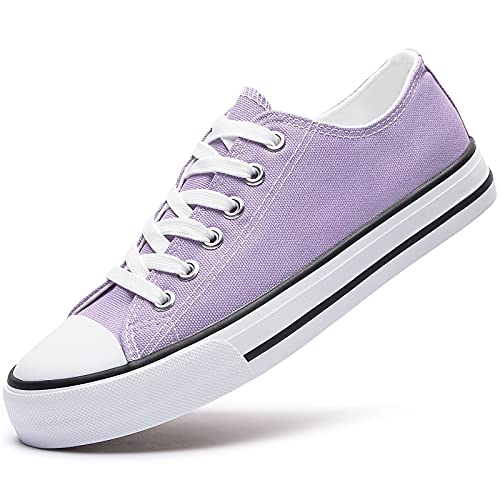 Fracora Womens Canvas Sneakers Low Top Lace Up Canvas Shoes Fashion Comfortable (Us5,Purple) #TOP2