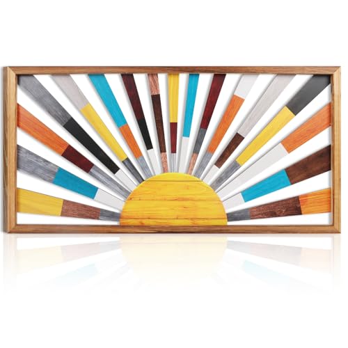 Boho Rainbow Sun Wooden Wall Art
