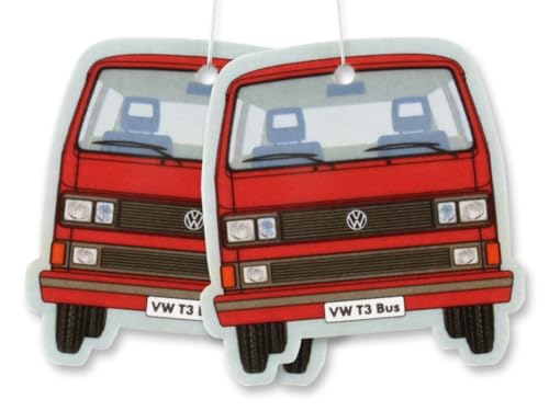 BRISA VW Collection - Volkswagen Air Freshener, Room Freshener, Deodorizer for Cars T3 Bus Vanagon Motif (Vanilla/Red/Set of 2)